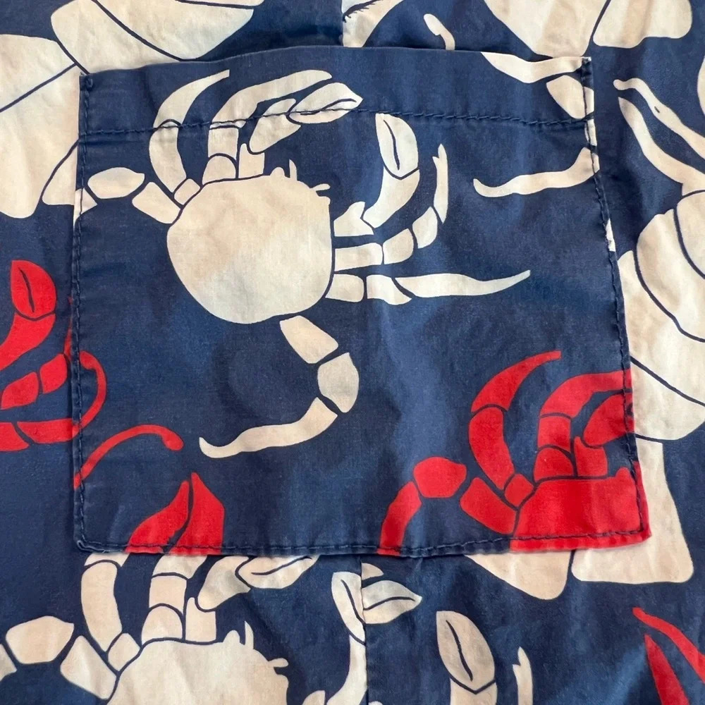 Classic Prep Crab Print Summer Jon Jon Overalls - Picture 2 of 5